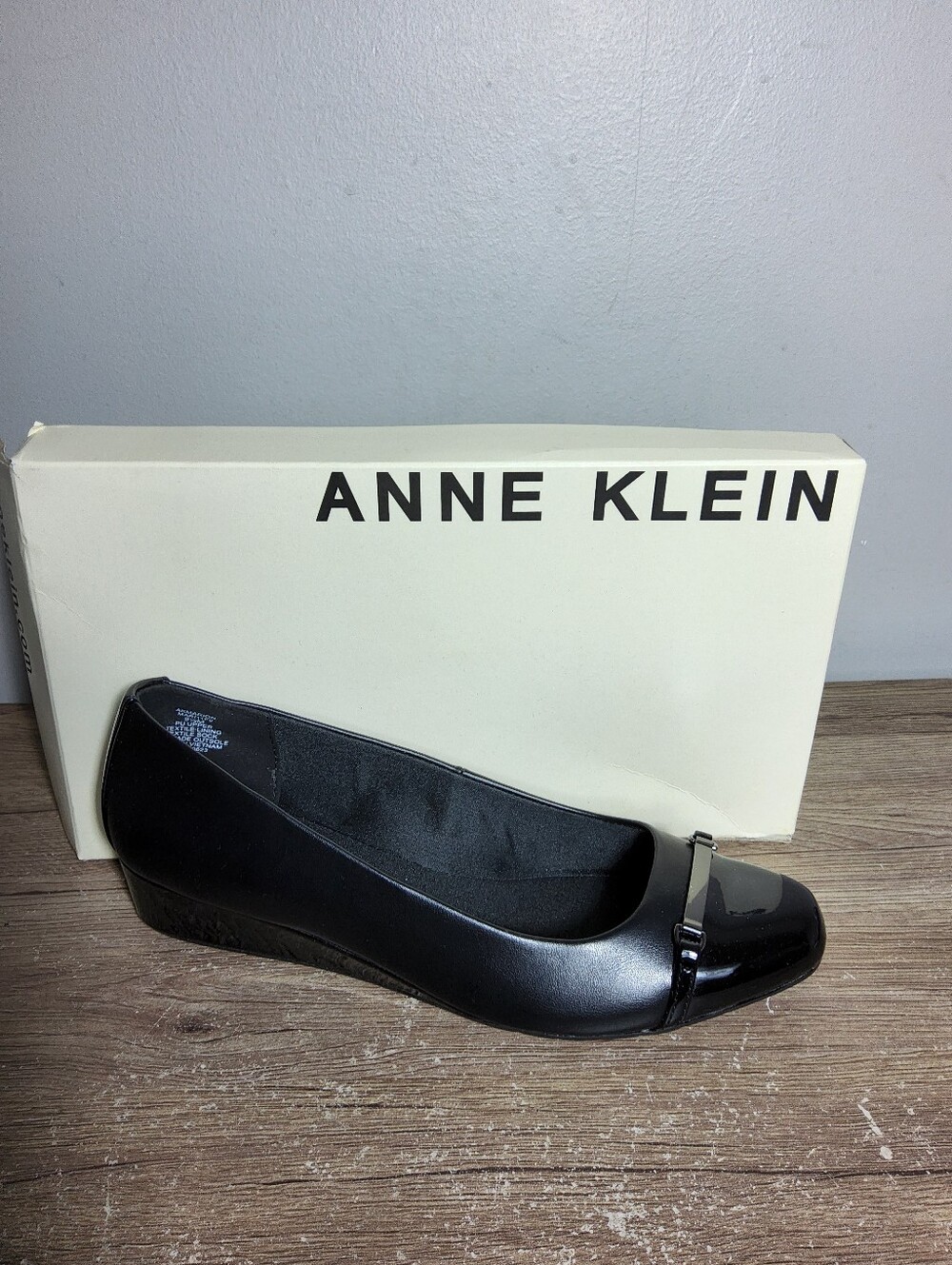 Anne Klein Marion Black Wedge Pumps Patent Shoe Women 9.5M NIB